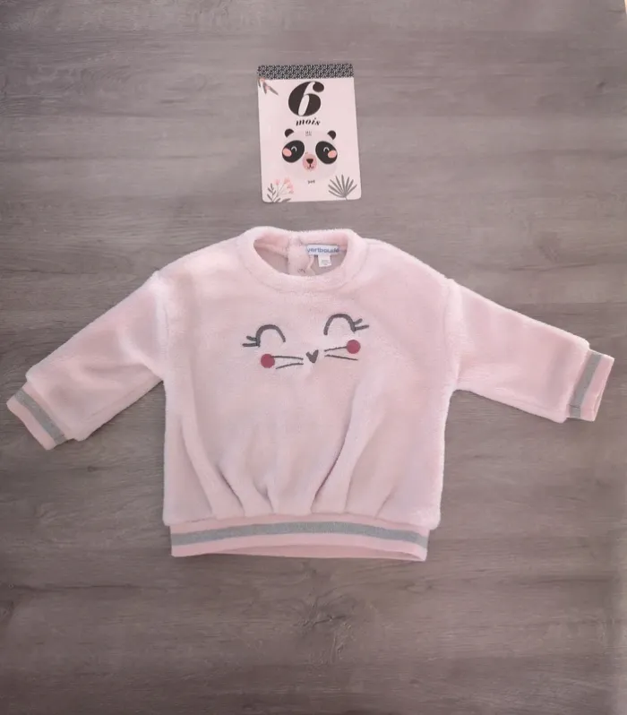 Sweat pilou pilou tout doux rose pale