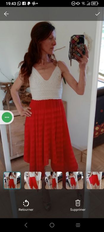 Robe d'été 36 bicolore - Bustier Dentelle & Jupe Fluide c72
