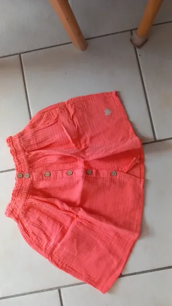 Jupe gaze de coton corail vertbaudet 8 ans tbe