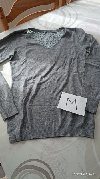 Pull fin dos dentelle M