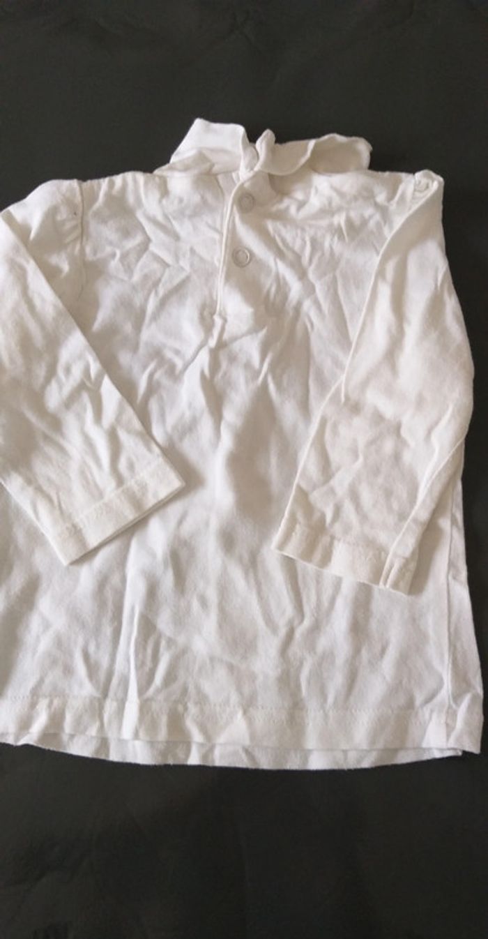 Tee-shirt col roulé Kimbaloo blanc à motif - photo numéro 2