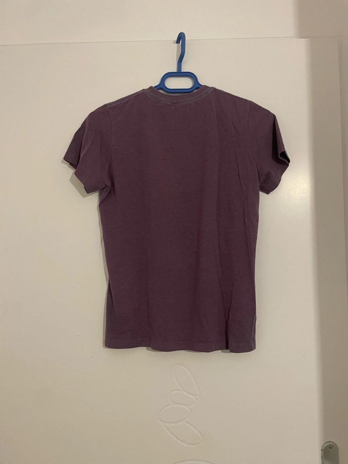 T-shirt à manches courtes bordeaux écriture devant blanc et bleu active wear taille 12 ans - photo numéro 5