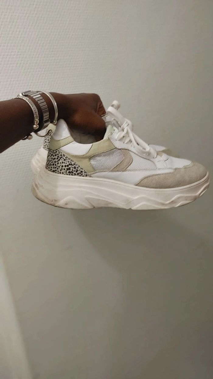 Basket en cuir plateforme - photo numéro 2