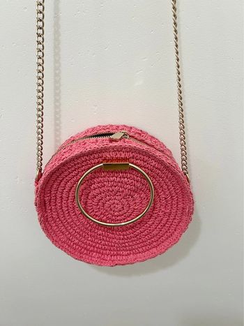 Sac rond en crochet rose