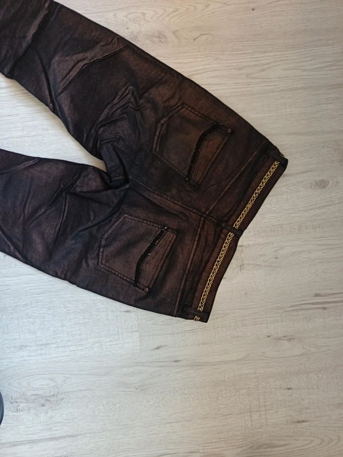 Pantalon femme 38 M grain de malice tbe brun satinée - photo numéro 14