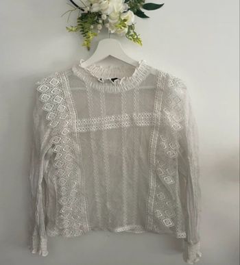 🌸jolie blouse manches longues dentelle blanche Zara taille M🌸