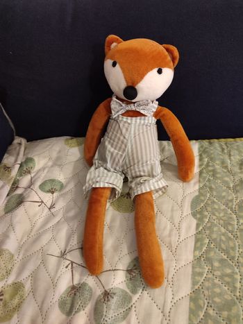 Doudou renard salopette bouchara 