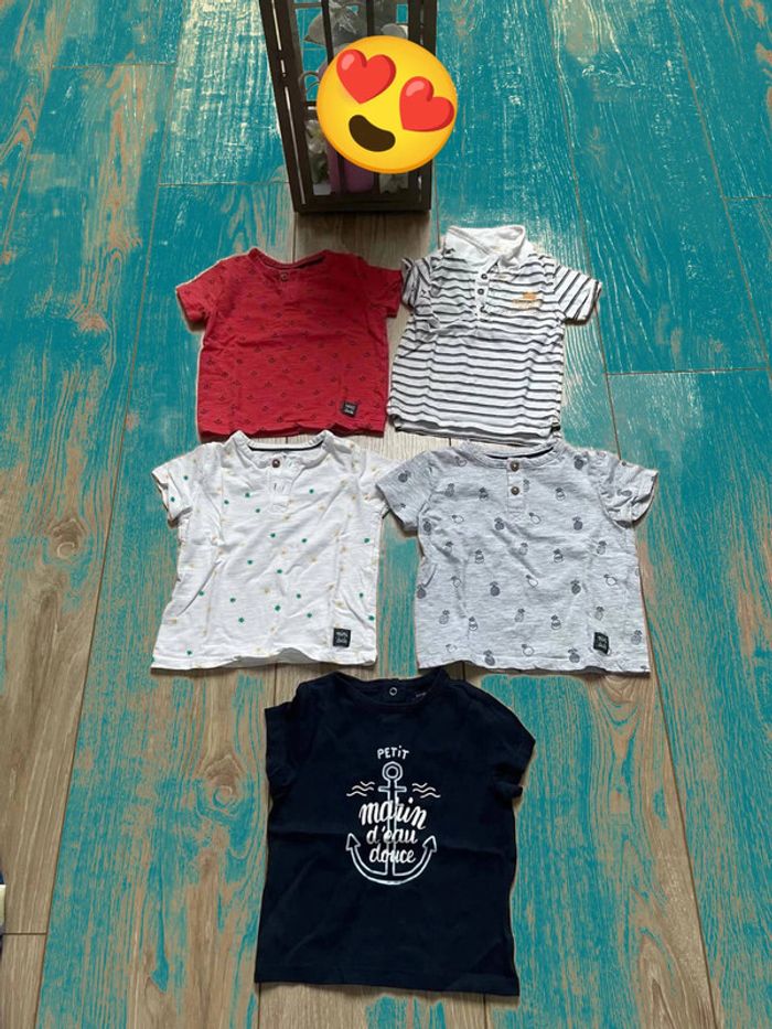 Lot 5 T-shirt MC 12mois Kiabi