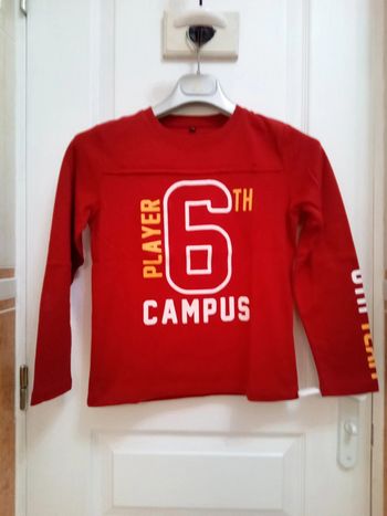 Tee-shirt manches longues rouge T.10 ans - sans marque