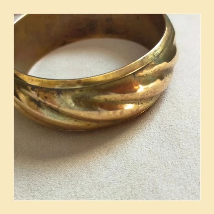 Bracelet vintage large doré – effet patiné - photo numéro 10