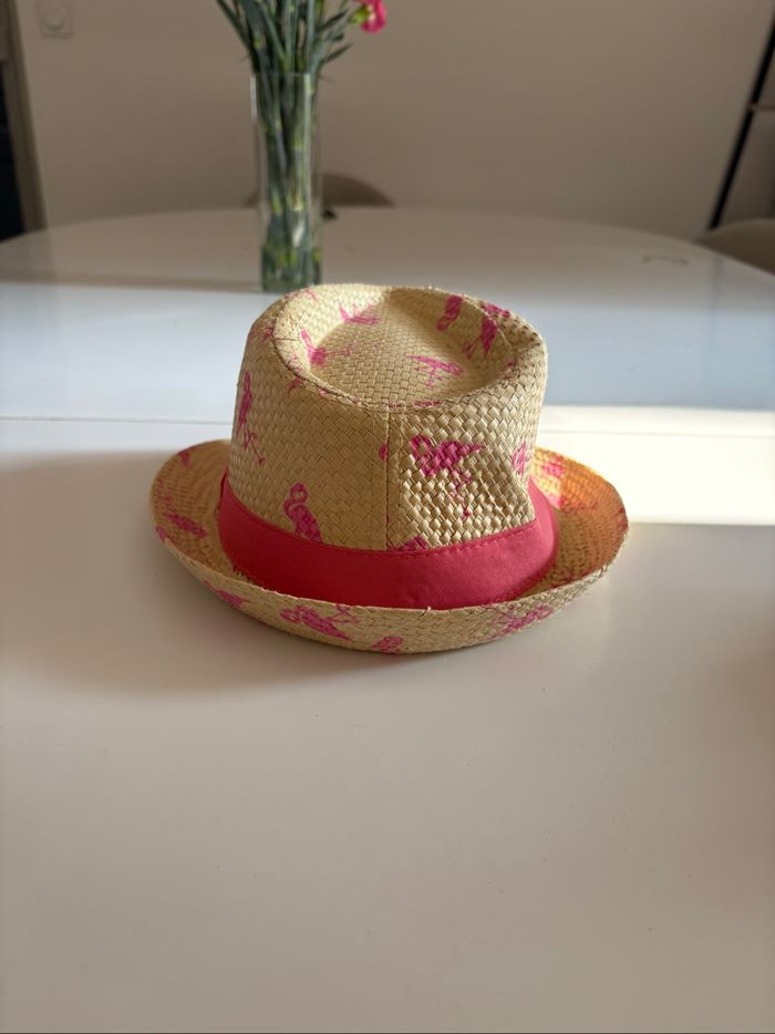Chapeau été à motifs flamants roses en papier - Taille 52 cm - photo numéro 3