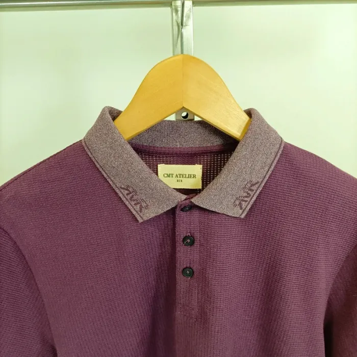 Polo tshirt violet col chemisier à boutons 100% coton taille M CMT A556 - photo numéro 3