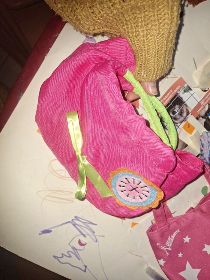 Jouet sac rose noeud poignée