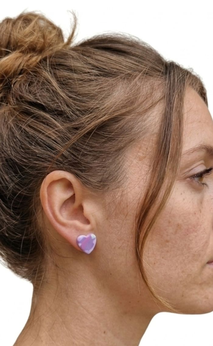 Puces d'oreilles "Cœur Arty Mix" - photo numéro 2