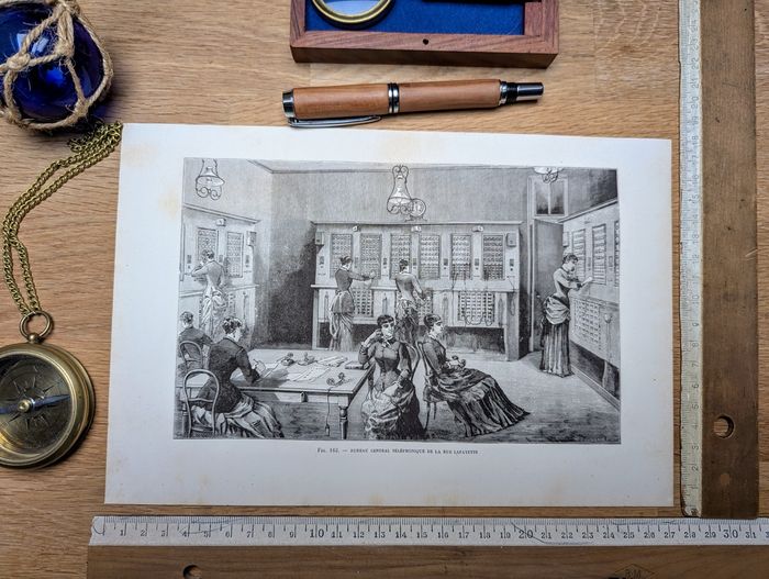 Imprimée en 1883, Bureau Central Téléphonique, Paris. Original Vintage Authentique.