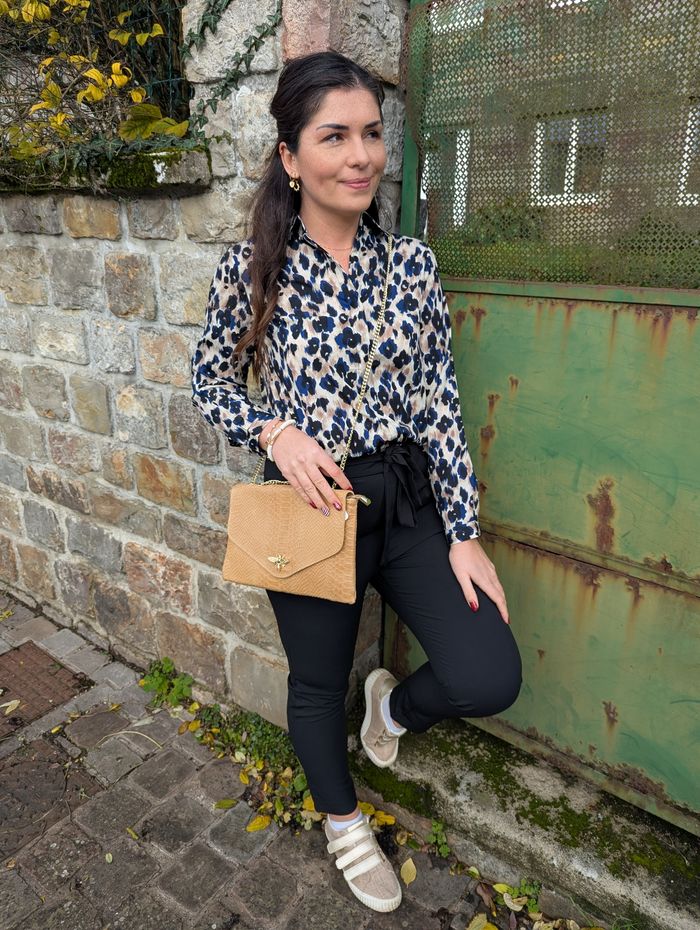 Pantalon noir fluide Vérone avec noeud devant Taille S - photo numéro 2