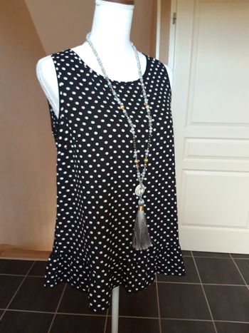 Haut tunique débardeur cache cache noir à pois T2