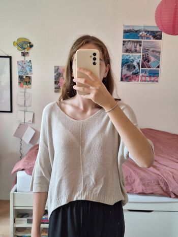 Haut pull beige pailleté femme M 38