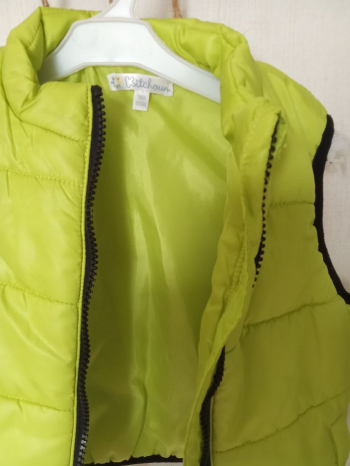 Veste, doudoune sans manches garçon, vert  anis, jaune,  kitchoun 18 mois, mi saison, - photo numéro 5