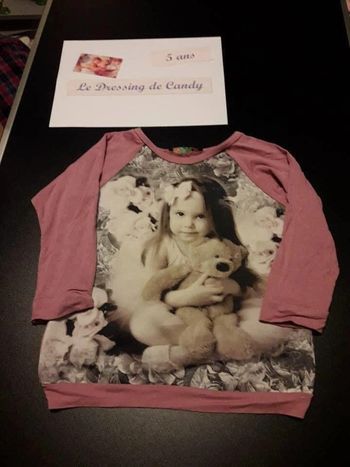 T-shirt ML fille 5 ans motif nounours