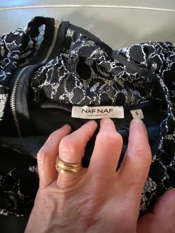Robe Naf Naf grise avec dentelle noire taille 36 - photo numéro 15
