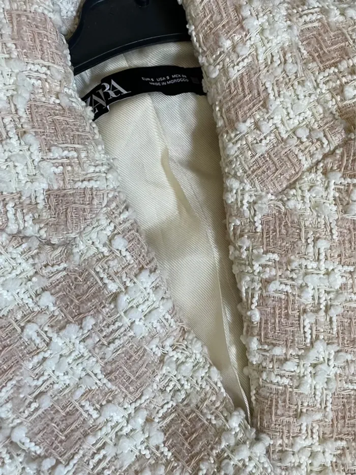 Veste blazer à carreaux texturée zara taille 36 - photo numéro 6