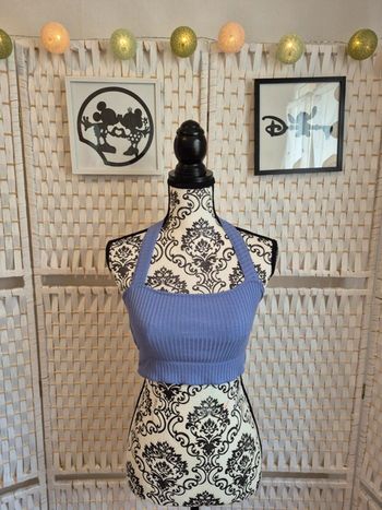 💕jolie Brassière sans armatures dos nu côtelé lilas Etam femme TL / 40💕