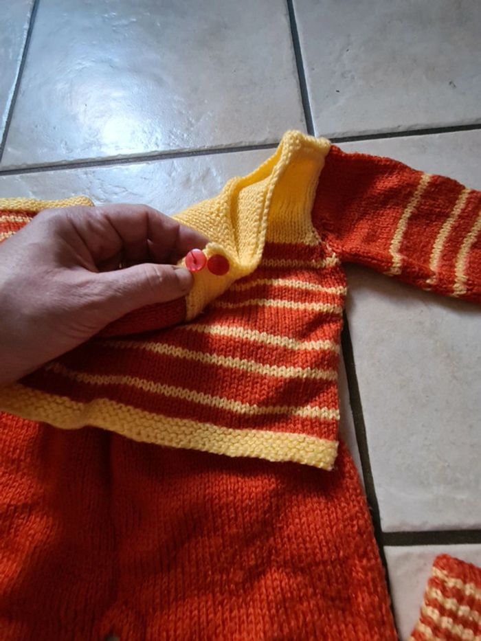 Ensemble layette mixte tricoté avec effet pattes d ours - photo numéro 4