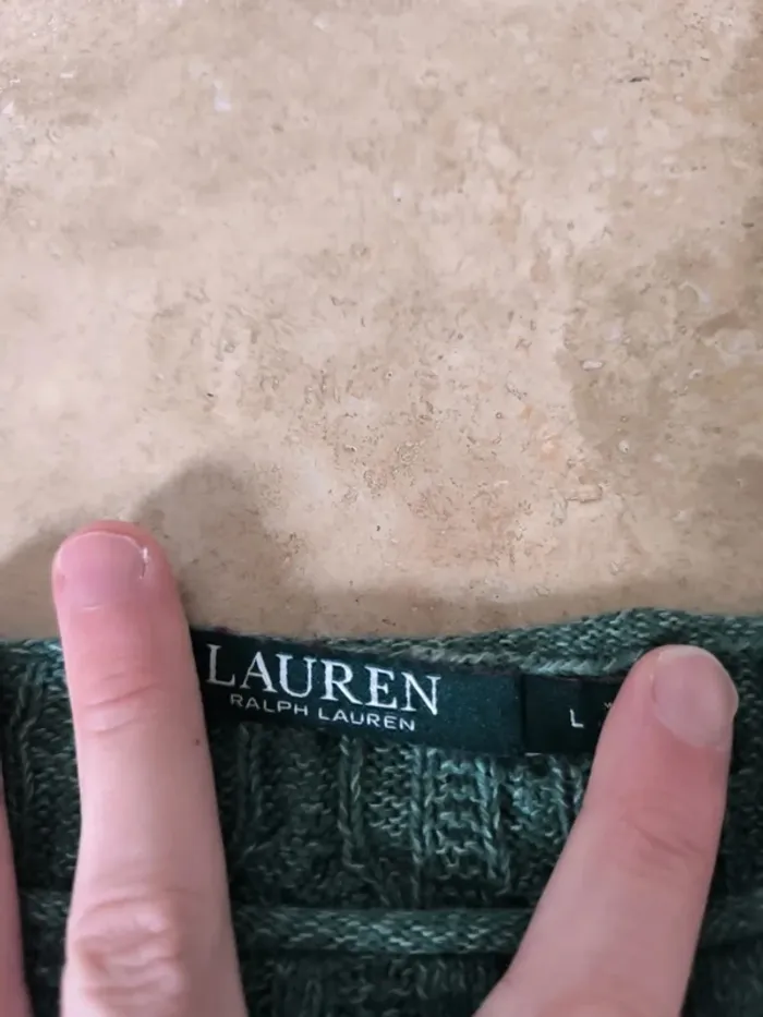 Pull Ralph Lauren vert d'eau femme torsadé excellent état taille L - photo numéro 2