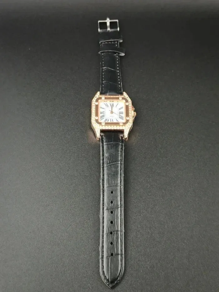 Montre carré noir, or, style vintage - photo numéro 3