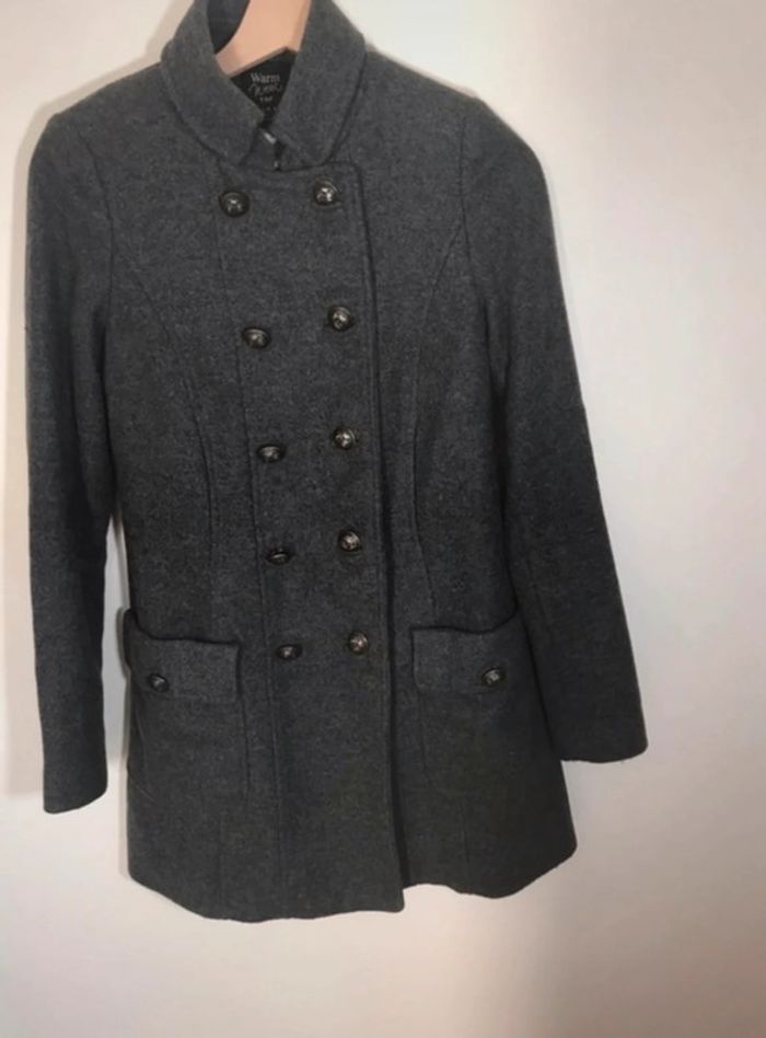 Manteau laine gris style caban militaire Zara taille M