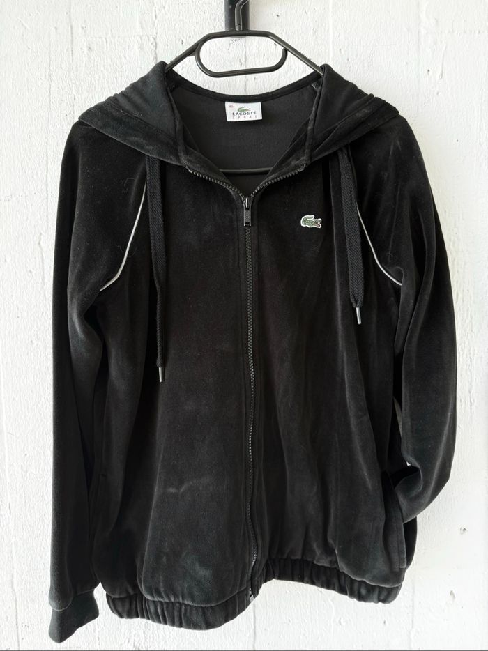 Veste à capuche Lacoste Sport vintage de couleur noire. Taille 40 (équivalent à une taille 38 européenne). - photo numéro 5