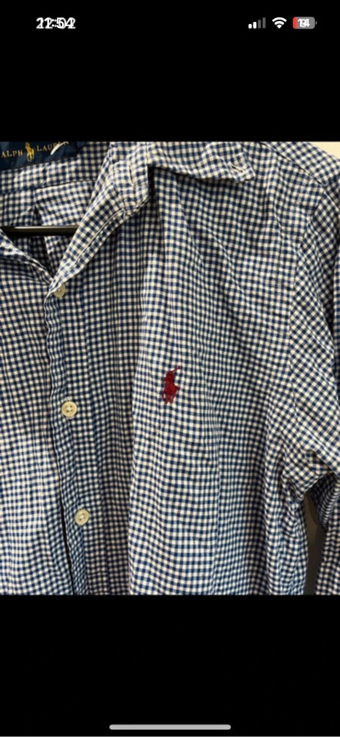 Chemise à carreaux bleu et blanc Ralph Lauren taille S - photo numéro 3
