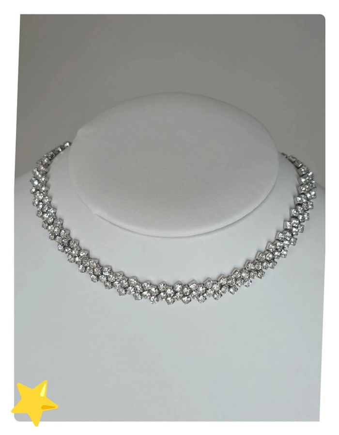 Collier ras de coup strass argenté acier inoxydable