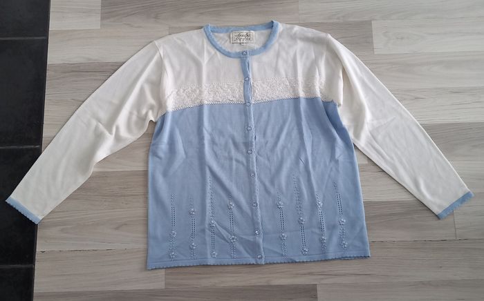 Gilet femme blanc et bleu Angela Baraldi taille M
