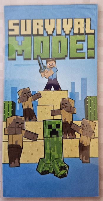 Serviette de bain (drap de plage 70 × 140 cm) - Minecraft - Microfibre douce