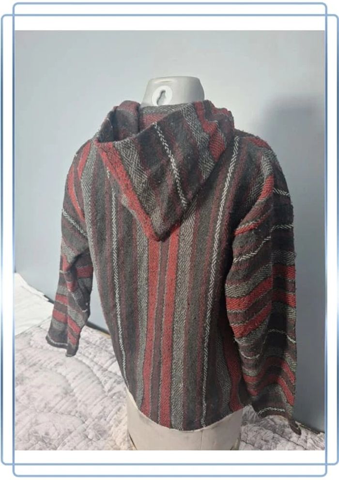sweat a capuche / Hoodie/baja/poncho mexicain - taille M - homme - multicolore / fait main 251 - photo numéro 9