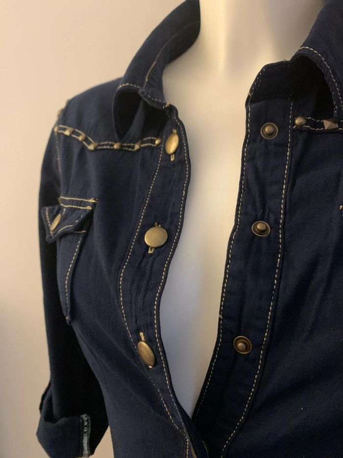 Chemise country biker taille 40 K.Woman bleu nuit - photo numéro 7