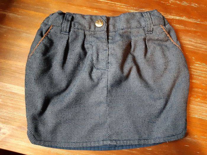 Jupe droite pince élégante pois marine marron bébé fille 24 mois