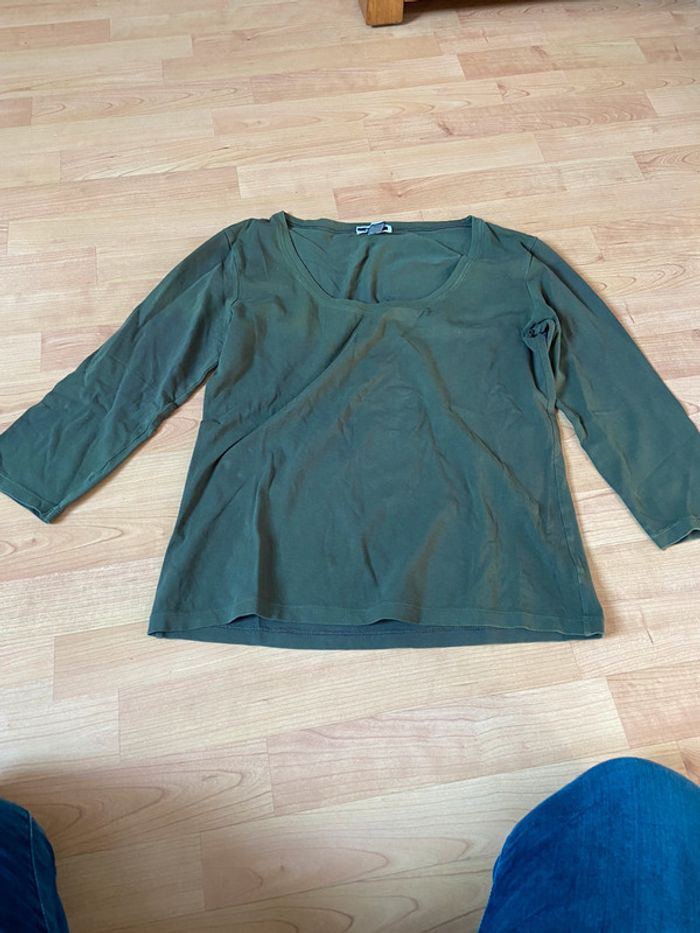 T-shirt vert mango xl manches 3/4