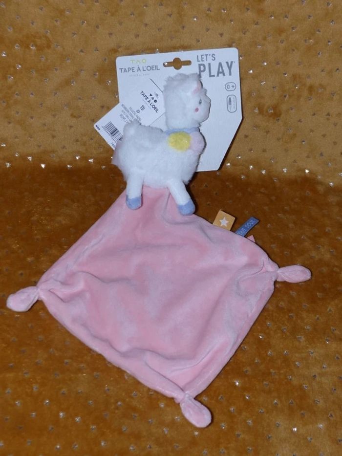 Doudou lama Tape à l'oeil TAO rose blanc 🦙 Neuf
