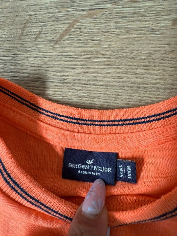 Tee-shirts MC garçon Sergent Major orange fluo / requin surfeur - photo numéro 5
