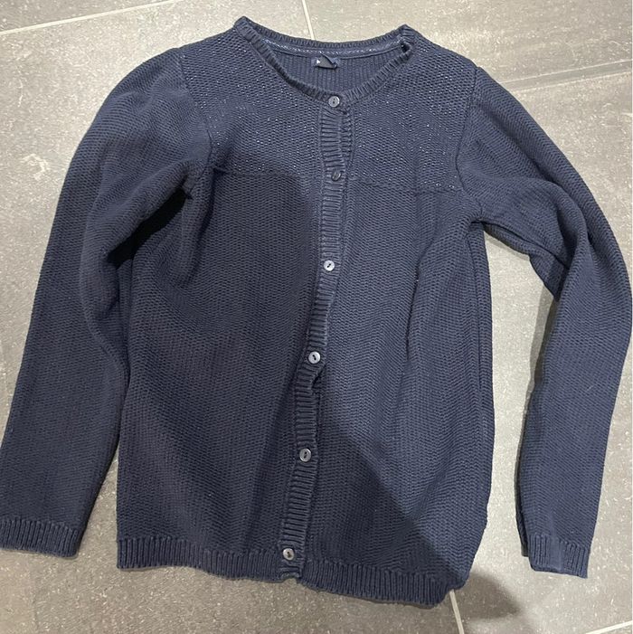 Gilet bleu marine pailleté 10ans - photo numéro 2