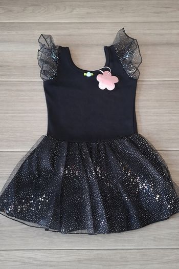Justaucorps de danse à paillettes pour fille robe de ballet gymnastique noir
