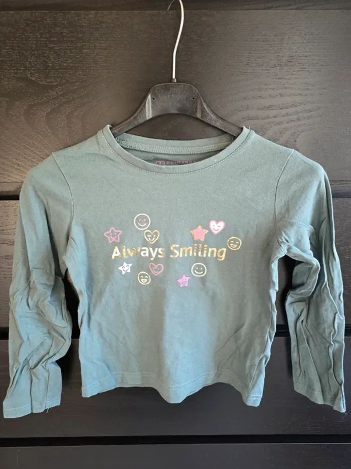 Tee-shirt vert smiley Primark
