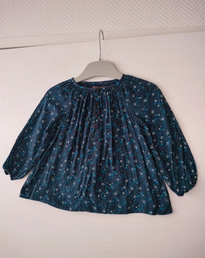 (c) Blouse bleu marine fleurs Bout'chou - photo numéro 3