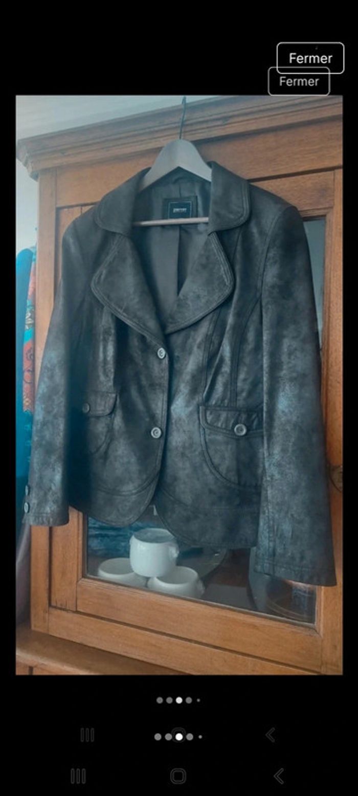 Veste cuir Marron foncé D'Auvry exclusive t 46 - photo numéro 3