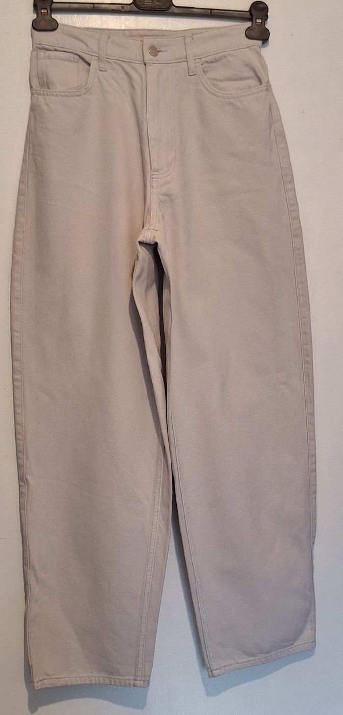 Jean blanc à jambes larges en 100 % coton