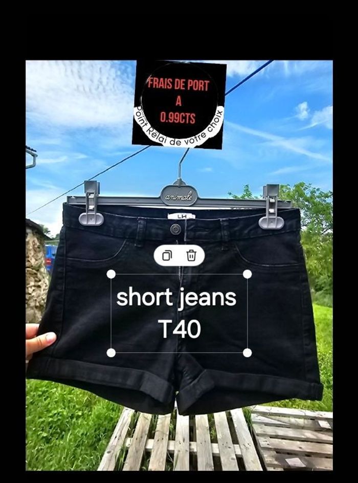 Short jeans noir T 40 femme LH