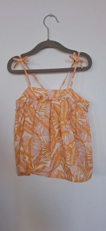Blouse sans manches Cyrillus – Feuilles de palmier – Taille 4 ans